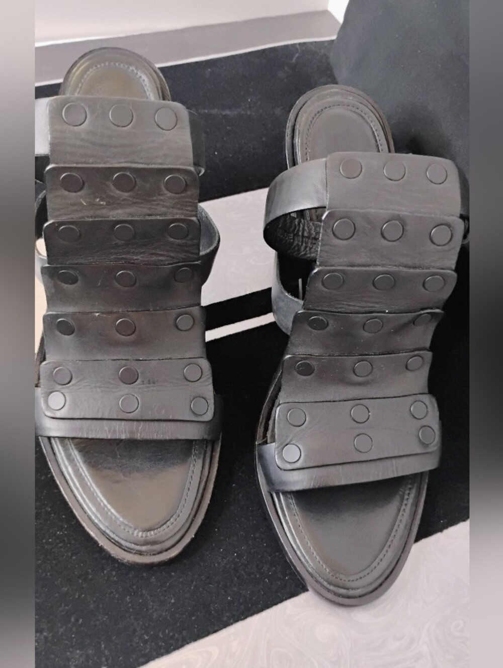Rag & Bone Leather Gladiator High Heel Sandals Black size 41 - Picture 2 of 10